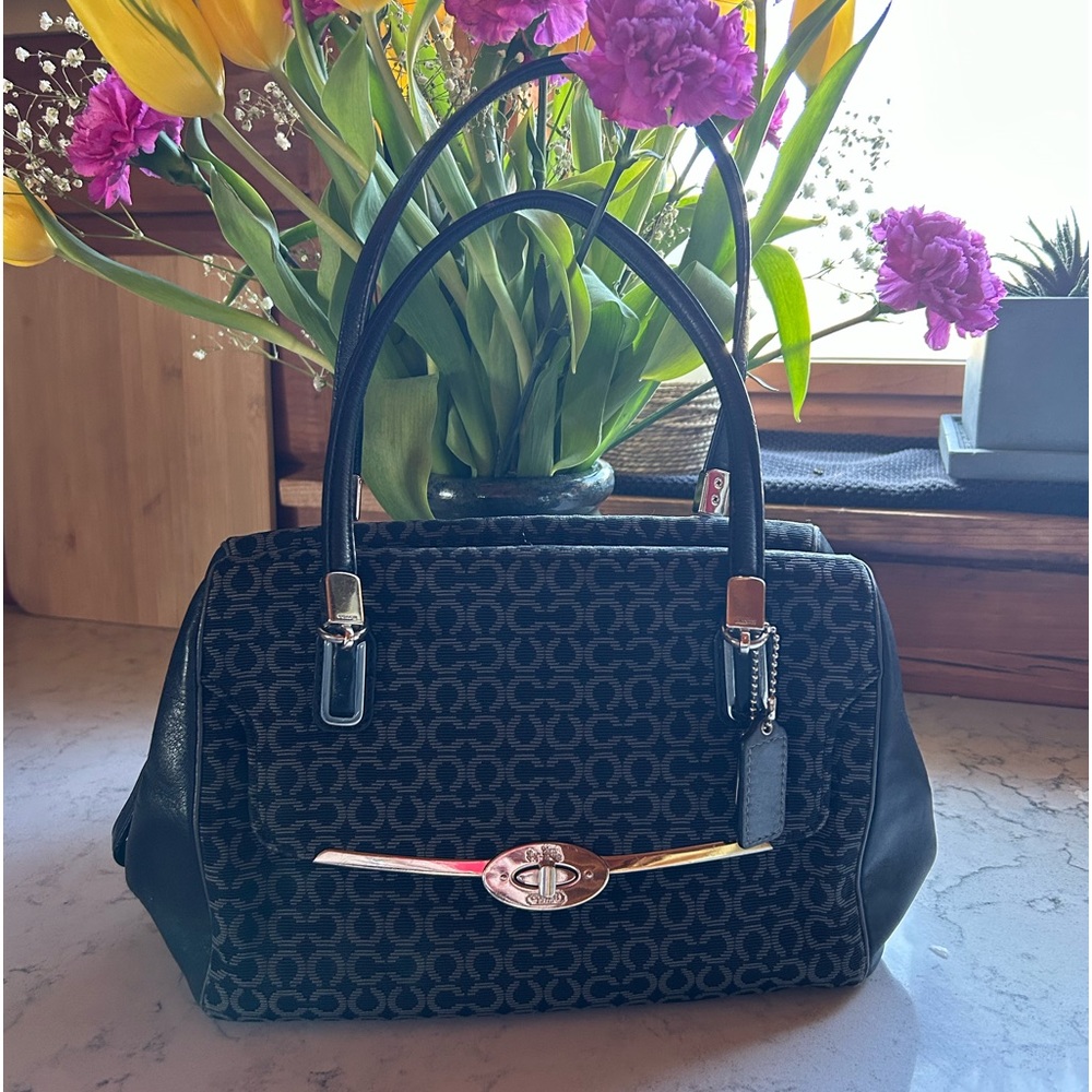 Coach Madison 25215 OP Art Needle Point Satchel Top Handle Bag Purse